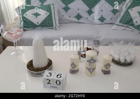 Bougies de mariage marocaines. Décor de mariage marocain Banque D'Images