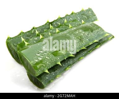 Gros plan de morceaux d'Aloe vera frais Banque D'Images