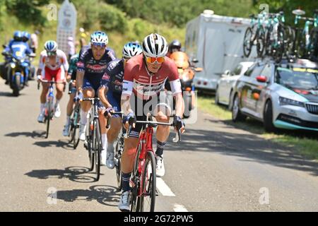 SkuJINS Toms (LAT) de TREK - SEGAFREDO pendant la phase 14 du Tour de France, samedi 10 juillet 2021. Le crédit photo devrait se lire: David Stockman/GodingImages Banque D'Images