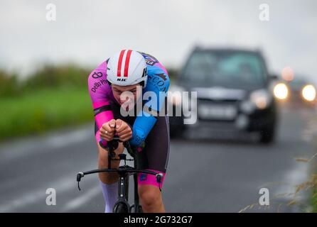 Pewsey, Angleterre. 10 juillet 2021. Joshua Tarling, FlandersColor Galloo aux Championnats nationaux juniors de cyclisme britanniques. Credit: David Partridge/Alamy Live News Banque D'Images