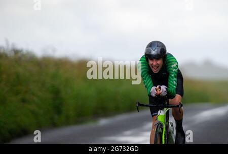 Pewsey, Angleterre. 10 juillet 2021. Jake Crossley, Tofarti tout le monde actif aux Championnats nationaux juniors de cyclisme britanniques. Credit: David Partridge/Alamy Live News Banque D'Images