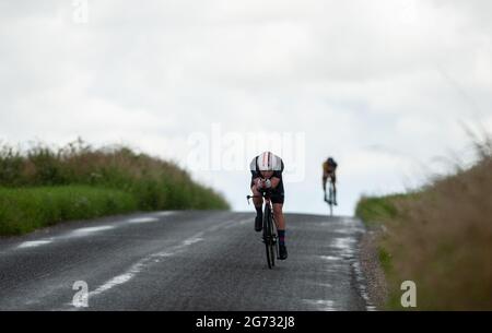 Pewsey, Angleterre. 10 juillet 2021. Action aux championnats britanniques de course de course et d'épreuve du temps nationale junior de cyclisme. Credit: David Partridge/Alamy Live News Banque D'Images