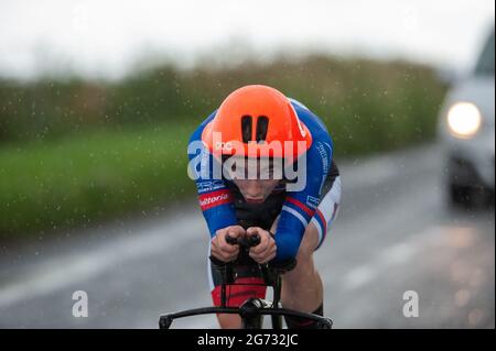 Pewsey, Angleterre. 10 juillet 2021. Hamish Forsyth, équipe de développement TrainSharp aux Championnats nationaux juniors de cyclisme britanniques. Credit: David Partridge/Alamy Live News Banque D'Images