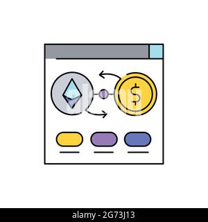 Symbole de la crypto-monnaie d'échange icône de ligne de couleur. Offre publique initiale. Pictogramme pour page Web, application mobile, Promo. Élément de conception UI UX GUI. St modifiable Illustration de Vecteur