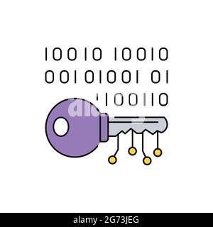 Symbole de clé numérique icône de ligne de couleur. Pictogramme pour page Web, application mobile, Promo. Élément de conception UI UX GUI. Contour modifiable. Illustration de Vecteur