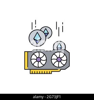 Icône de ligne de couleur de l'enseigne minière. Pictogramme pour page Web, application mobile, Promo. Élément de conception UI UX GUI. Contour modifiable. Illustration de Vecteur