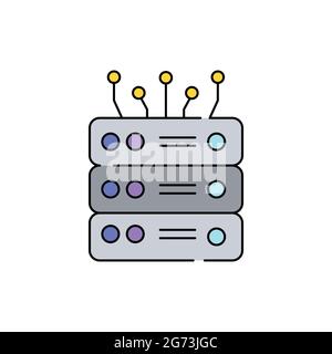 Icône de ligne de couleur de signe de base de données. Offre publique initiale. Pictogramme pour page Web, application mobile, Promo. Élément de conception UI UX GUI. Contour modifiable. Illustration de Vecteur