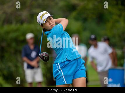 Sylvania, Ohio, États-Unis. 10 juillet 2021. La NASA Hataoka a fait un tir en T lors du troisième tour du Marathon Classic à Sylvania, Ohio. Crédit : Mark Bialek/ZUMA Wire/Alay Live News Banque D'Images