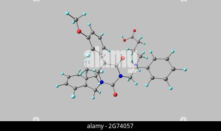 Elagolix est un médicament antagoniste d'hormone de libération de gonadotropine qui est utilisé dans le traitement de la douleur associée à l'endométriose chez les femmes. 3d i Banque D'Images