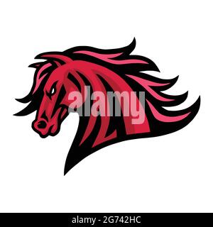 Mustang Horse Fierce Mascot logo Vector Design dessin dessin dessin animé Illustration du dessin animé Illustration de Vecteur