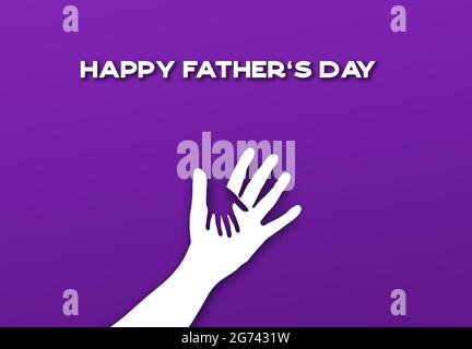 Parent et enfant ensemble sur fond violet, concept de la fête des Pères heureux Banque D'Images
