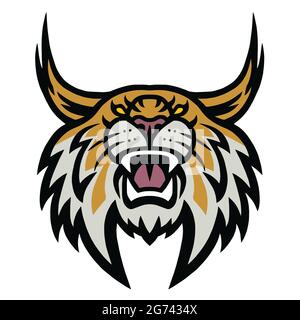 Bobcat Lynx Wildcat Angry Roaring logo Sports Mascot Vector Illustration Illustration de Vecteur