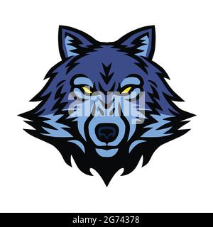 Angry Wolf Head logo Sports Mascot Design Vector Illustration Illustration de Vecteur