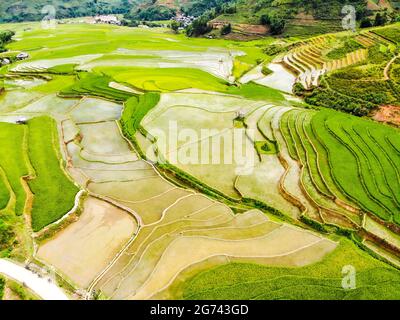 Belle terrasse de riz dans le nord de Tu le vallée Vietnam Banque D'Images