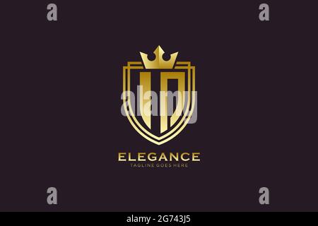 DANS un élégant modèle de monogramme ou de badge de luxe avec rouleaux et couronne royale - parfait pour les projets de marque de luxe Illustration de Vecteur