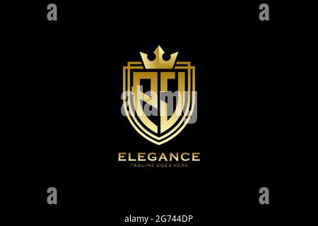 PJ élégant de luxe monogramme logo ou modèle de badge avec rouleaux et couronne royale - parfait pour les projets de marque luxueux Illustration de Vecteur