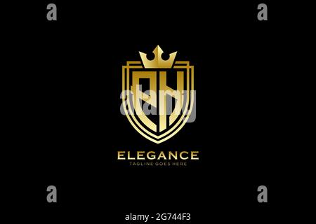 PK élégant logo de luxe ou modèle de badge avec rouleaux et couronne royale - parfait pour les projets de marque de luxe Illustration de Vecteur