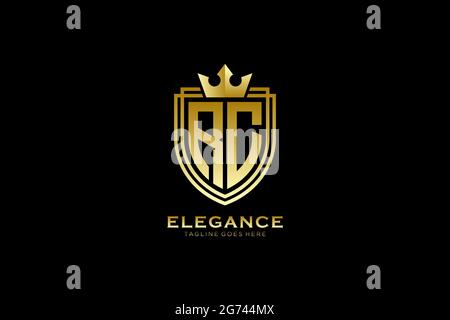 RC élégant logo de luxe ou modèle de badge avec rouleaux et couronne royale - parfait pour les projets de marque de luxe Illustration de Vecteur