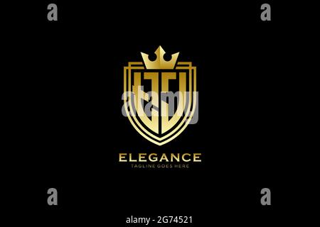 TJ élégant de luxe monogramme logo ou modèle de badge avec rouleaux et couronne royale - parfait pour les projets de marque luxueux Illustration de Vecteur