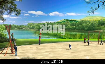 JUEGOS PARA NIÑOS, PARQUE. JEUX POUR ENFANTS, PARK - RENDER Banque D'Images