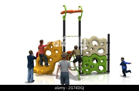 PARC DE JUEGOS PARA NIÑOS, INFANTIL. PARC DE JEU POUR ENFANTS, ENFANTS - RENDU Banque D'Images