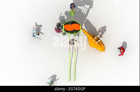 PARC DE JUEGOS PARA NIÑOS, INFANTIL. PARC DE JEU POUR ENFANTS, ENFANTS - RENDU Banque D'Images