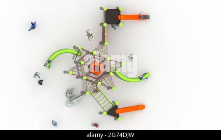 PARC DE JUEGOS PARA NIÑOS, INFANTIL. PARC DE JEU POUR ENFANTS, ENFANTS - RENDU Banque D'Images