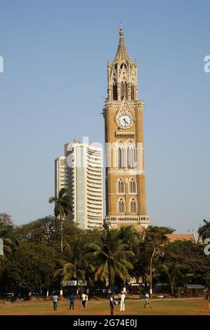 Rajabai ClockTower and bombay stock exchange building bombay mumbai maharashtra india Stock Photo