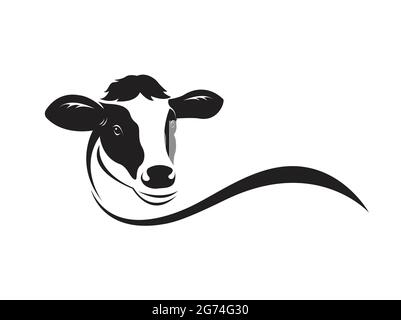 Vecteur de tête de vache sur fond blanc. Illustration vectorielle superposée facile à modifier. Animaux de ferme. Animal. Illustration de Vecteur