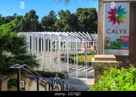 « The Calyx », un lieu d'exposition à l'architecture unique dans le Royal Botanic Garden, Sydney, Australie Banque D'Images