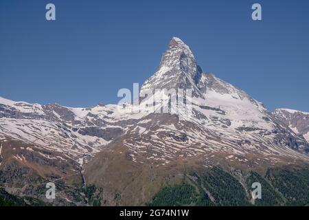 Vue panoramique depuis Sunnegga - le magnifique Mont Cervin, la célèbre et emblématique montagne suisse dans les Alpes, Zermatt, Valais, Suisse Banque D'Images