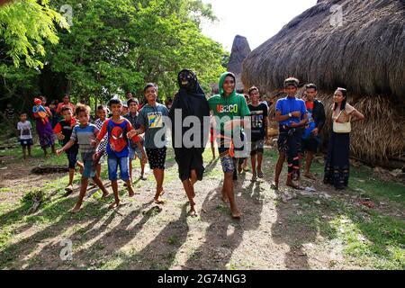 Cérémonie de Wulla Poddu à Sumba, Indonésie Banque D'Images