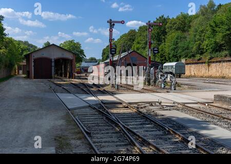 Europe, Luxembourg, près de Differdange, gare de fond-de-gras Yard, partie du musée industriel en plein air du parc Minet Banque D'Images