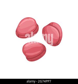 Icône de dessin animé plat isolée de fruits à noix de Kola. Noix de cola rose Vector, stimulant naturel, ingrédient de coke, noix contenant de la caféine utilisées en cérémonie. ROA Illustration de Vecteur