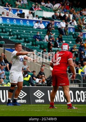 LONDRES, ANGLETERRE - JUILLET 10 : Jamie Blamire (Newcastle Falcons) d'Angleterre pendant International friendly entre l'Angleterre et le Canada au stade de Twickenham Banque D'Images