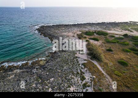 Porto Cesareo est une commune italienne de la province de Lecce dans la région des Pouilles, dans le sud-est de l'Italie.Scinnute, Laguna de Porto Cesareo Banque D'Images