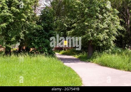 sentier paysagé parmi les arbres du parc, en été Banque D'Images