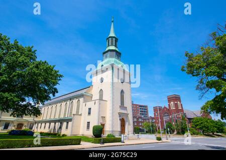 Trinity Lutheran Church, 73 Lancaster Street, dans le centre-ville historique de Worcester, Massachusetts, États-Unis. Banque D'Images