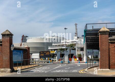 Entrée aux ferries de l'île de Wight Wightlink, Portsmouth, Portsmouth Island, Hampshire, Angleterre, ROYAUME-UNI Banque D'Images