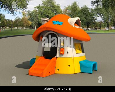 PARC DE JUEGOS PARA NIÑOS, INFANTIL. PARC DE JEU POUR ENFANTS, ENFANTS - RENDU. Banque D'Images