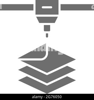 imprimante 3d, impression icône grise. Isolé sur fond blanc Illustration de Vecteur
