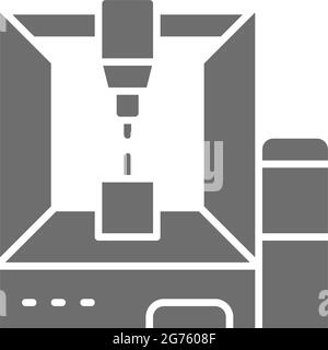 Imprimante 3d professionnelle, icône grise modèle 3 dimensions. Illustration de Vecteur