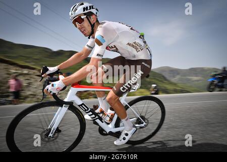 French Aurélien Paret-Peintre de l'équipe Citroën AG2R photographiée en action pendant la phase 15 de la 108e édition de la course cycliste Tour de France, de ce Banque D'Images