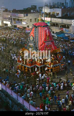 char tirant à puri odisha inde pendant le festival de ratha yatra Banque D'Images