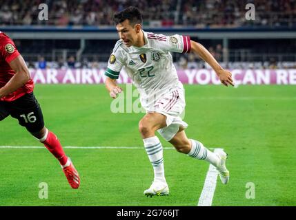 10 juillet 2021 : Hiving Lozano (22), un joueur du Mexique qui a participé à un match de la coupe d'or de la CONCACAF entre le Mexique et Trinité-et-Tobago au STADE AT&T d'Arlington, au Texas, au Mexique et à Trinité-et-Tobago, a associé 0-0 Albert Pena/CSM Banque D'Images