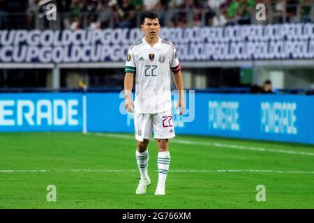 10 juillet 2021 : Hiving Lozano (22), un joueur du Mexique qui a participé à un match de la coupe d'or de la CONCACAF entre le Mexique et Trinité-et-Tobago au STADE AT&T d'Arlington, au Texas, au Mexique et à Trinité-et-Tobago, a associé 0-0 Albert Pena/CSM Banque D'Images