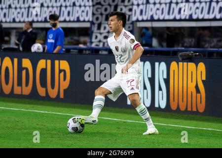 10 juillet 2021 : Hiving Lozano (22), un joueur du Mexique qui a participé à un match de la coupe d'or de la CONCACAF entre le Mexique et Trinité-et-Tobago au STADE AT&T d'Arlington, au Texas, au Mexique et à Trinité-et-Tobago, a associé 0-0 Albert Pena/CSM Banque D'Images