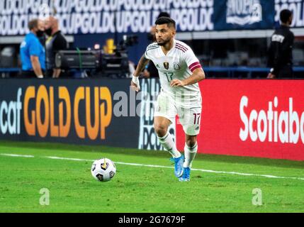 10 juillet 2021 : le Mexique a présenté Jesus Corona (17) lors d'un match de la coupe d'or CONCACAF entre le Mexique et Trinidad & Tobago au STADE AT&T d'Arlington, au Texas, le Mexique et Trinité & Tobago ont associé 0-0 Albert Pena/CSM Banque D'Images