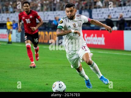 10 juillet 2021 : le Mexique a présenté Jesus Corona (17) lors d'un match de la coupe d'or CONCACAF entre le Mexique et Trinidad & Tobago au STADE AT&T d'Arlington, au Texas, le Mexique et Trinité & Tobago ont associé 0-0 Albert Pena/CSM Banque D'Images