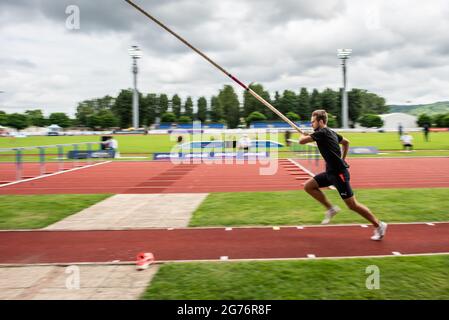 Illustration de la voûte du pôle lors de la Réunion Athlétique 2021 de Sotteville-lès-Rouen, circuit Pro Athlé le 11 juillet 2021 au stade Jean-Adret à Sotteville-lès-Rouen, France - photo Ludovic Barbier / DPPI Banque D'Images